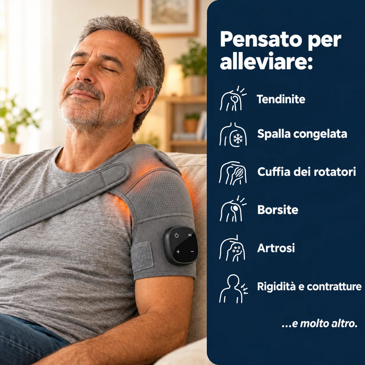 Alivia Spalla, pensato per alleviare tendinite, spalla congelata, cuffia dei rotatori, borsite, artrosi e rigidità